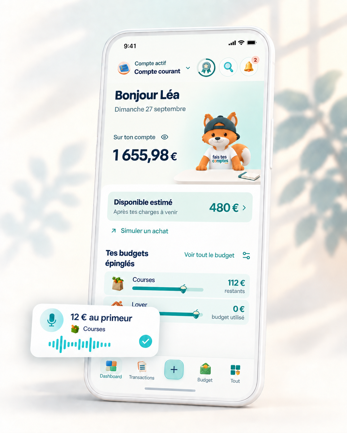 Aperçu de l’application et de la saisie vocale